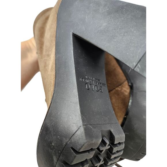 NEW Polo Ralph Lauren 39 Helene Brown Leather Chunky Platform Lace Up Boot - Picture 4 of 8